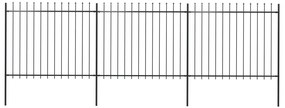 vidaXL Cerca de jardim com topo em forma de lança em aço 537x150 cm, preta