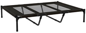 Cama Elevada para Cães com Tecido Transpirável para Dormir Relaxar Cama para Animais de Estimação 122x92x23 cm Preto