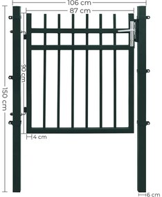 Portão Pequeno de metal para jardim 106 x 6 x 145 cm Cinzento