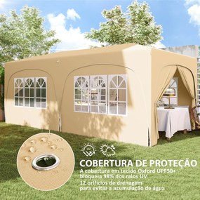 Tenda Dobrável tenda 3x6 m com Painéis Laterais UPF50+ Tenda de Jardim