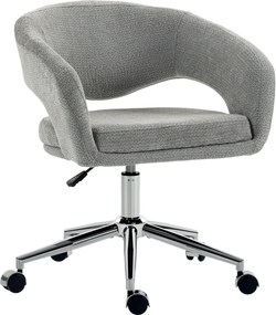 HOMCOM Cadeira de Escritório Ergonômica, Cadeira em Chenille com Altura Regulável, Encosto Curvo, Cinza | Aosom Portugal