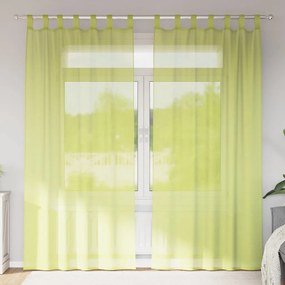 vidaXL Cortinas de voile com aba 2 pcs verde-maçã