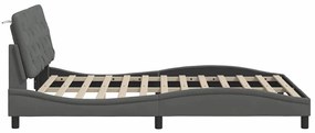 Estrutura de cama sem colchão 140x190 cm tecido cinzento-escuro