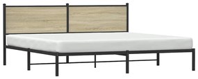 Estrutura de cama sem colchão 193x203cm metal carvalho sonoma