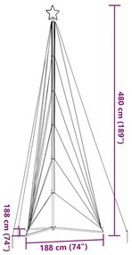LED Árvore de Natal 861 LEDs Coloridos 478 cm