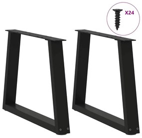 Mesa de jantar pernas 2 pcs forma de V 70x(42-43,3)cm aço preto