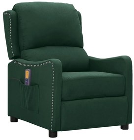 vidaXL Poltrona de massagens tecido verde-escuro