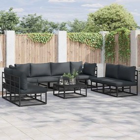 vidaXL Conjunto de Sofá de Jardim 8 pcs Preto 283 x 71.5 x 71 cm