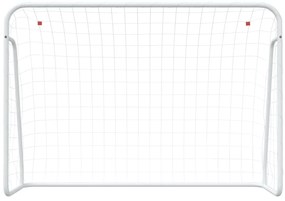 Baliza de futebol com rede 214x75x152 cm aço/poliéster branco