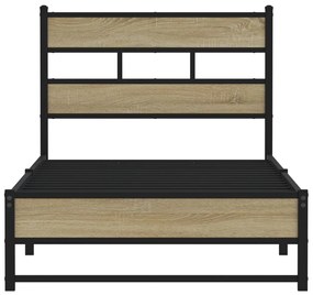 Estrutura de cama sem colchão 90x200 cm metal carvalho sonoma