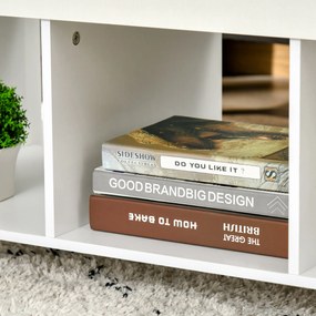 HOMCOM Mesa de Centro com Bancada Elevável Mesa de Centro com 3 Compartimentos Abertos Mesa Retangular Moderna para Sala de Estar 105x50x48cm Branco e Marrom