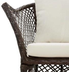 2 pcs conjunto lounge de jardim c/ almofadões vime PE castanho