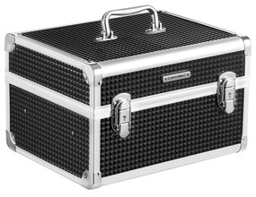 Estojo de maquiagem SONGMICS, estojo de cosméticos com trava, organizador de cosméticos de viagem para cabeleireiros e maquiadores, com bandeja removível, preto JBC328B01