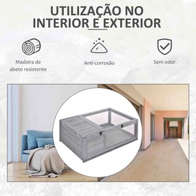 Terrario para Reptéis Casa para Tartarugas de Madeira com Painéis Laterais Transparentes e Trava 91x60,5x32 cm Cinza
