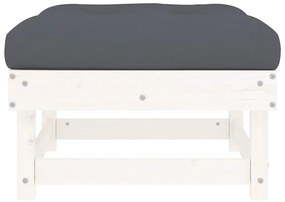 Apoios de pés p/ jardim c/ almofadões 2 pcs pinho maciço branco