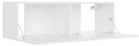 Conjunto de 3 Móveis de Parede de TV Faial L - Branco - Design Moderno