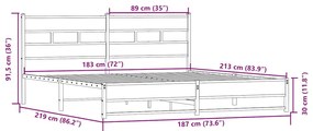 Estrutura de cama sem colchão 183x213cm metal carvalho sonoma
