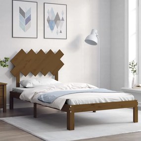 Estrutura cama cabeceira 100x200cm madeira maciça castanho-mel