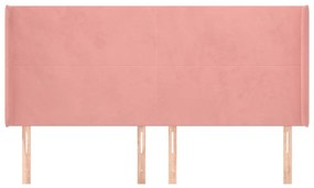 Cabeceira cama c/ abas veludo 203x16x118/128 cm rosa