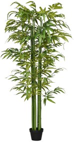 HOMCOM Planta Artificial Bambu Artificial para Interiores e Exteriores Decoração de Sala de Estar Escritório Ø17x180 cm Verde