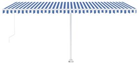Toldo retrátil manual independente 500x300 cm azul e branco