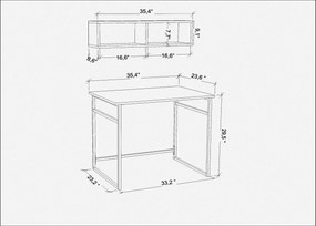 Secretária de Estudo Hussum - Preto Antracite - 90cm x 60cm x 75cm