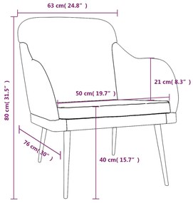 Cadeira com apoio de braços 63x76x80 cm veludo cor creme