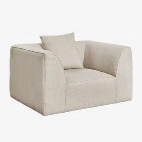Poltrona Estofada Cardea Bouclé Bege Creme - Sklum