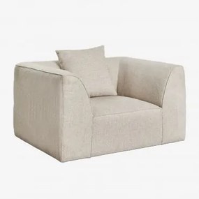 Poltrona Estofada Cardea Bouclé Creme Bege - Sklum