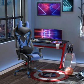 Vinsetto Cadeira de Gaming Ergonômica Cadeira Gamer Giratória com Altura Ajustável Apoio para o Braço Apoio para a Cabeça e Almofada Lombar Removíveis 72x77x127-13cm Azul