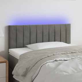 3121886 vidaXL Cabeceira de cama c/ luzes LED tecido 90x5x78/88 cm cinza-claro