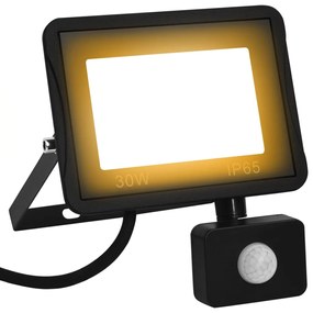 vidaXL Projetor c/ iluminação LED e sensor 30 W branco quente