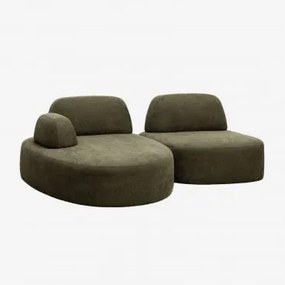 Sofá Modular Chaise Longue Esquerdo De 2 Peças Estofado Giorgia Tecido Verde Exército - Sklum