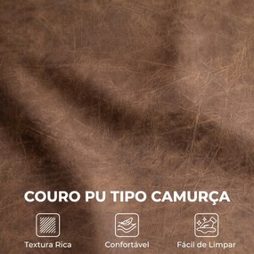 Cadeirão Relax Individual em PU com Almofada de Assento com Molas, Encosto Acolchoado e Pés de Madeira 72x76x80 cm Castanho