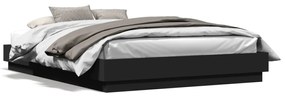 vidaXL Estrutura de cama com luzes LED 160x200 cm preto