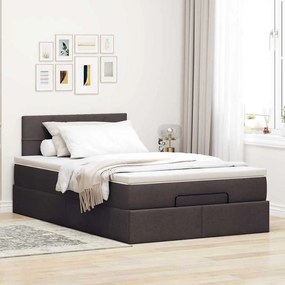 Estrutura de cama otomana com colchão 120x190cm castanho escuro