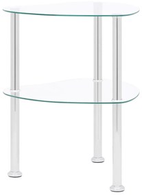 vidaXL Mesa de apoio c/ duas prateleiras 38x38x50cm vidro transparente
