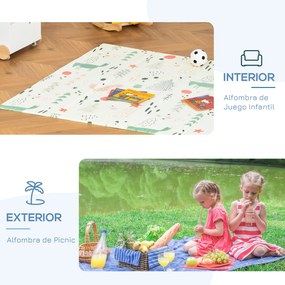 HOMCOM Tapete Infantil Dobrável Acolchoado com 2 Faces Tapete de Jogos para Bebé Reversível Impermeável Antiderrapante com Ampla Superfície 200x150cm Multicor