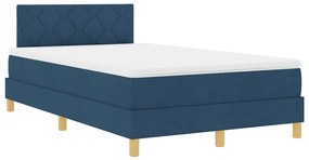 Cama Box Spring com Colchão e LED Azul 120x200 cm Tecido