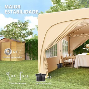 Tenda Dobrável tenda 3x6 m com Painéis Laterais UPF50+ Tenda de Jardim