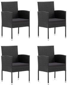 5 pcs conjunto de jantar para jardim preto