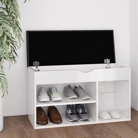 326765 vidaXL Banco sapateira + almofadão contr. 80x30x47 cm branco brilhante