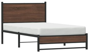 Estrutura de cama sem colchão 100x190cm metal carvalho castanho