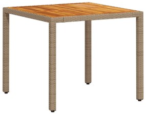 3 pcs conjunto jantar jardim c/ almofadões vime PE/acácia bege