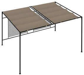 Gazebo c/ telhado retrátil 3x4x2,3 m 180 g/m² cinza-acastanhado