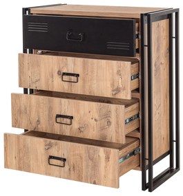 Cómoda Cosmo – Pinheiro Atlântico Preto – 90x100x40 cm
