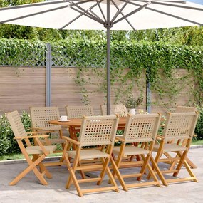 vidaXL Cadeiras de jardim dobráveis 8 pcs vime PE/madeira maciça bege