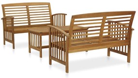 vidaXL 3 pcs conjunto lounge de jardim madeira de acácia maciça