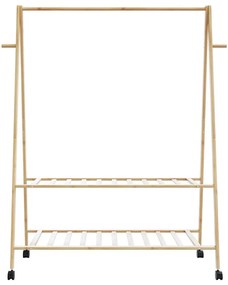 Cabide com prateleiras e rodas 132x45,5x155,5 cm bambu