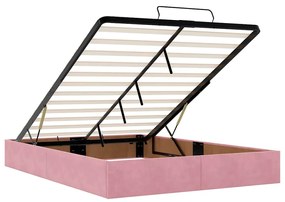Estrutura de cama otomana com colchões 140x200 cm veludo rosa